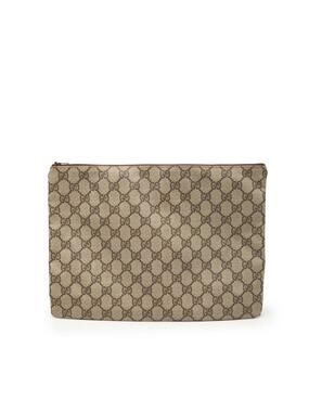 Gucci Gg Supreme Clutch Pre-Loved Beige #338137G49B